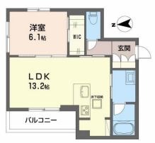 倉敷市鶴形のマンションの間取り