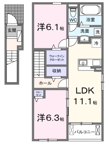 井原市西江原町のアパートの間取り