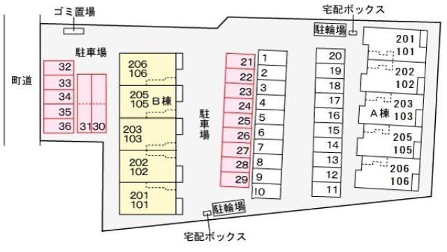 【グラン・ボヌール Bの駐車場】