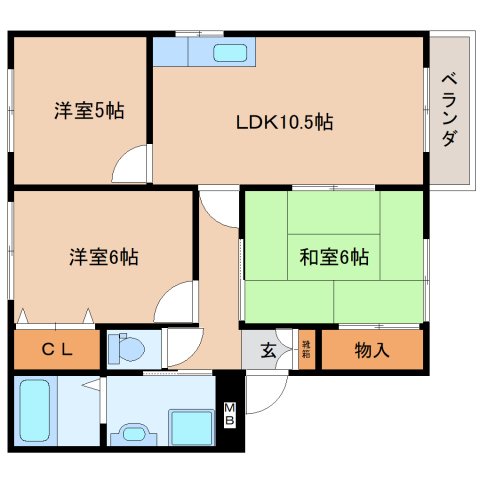 香芝市鎌田のアパートの間取り