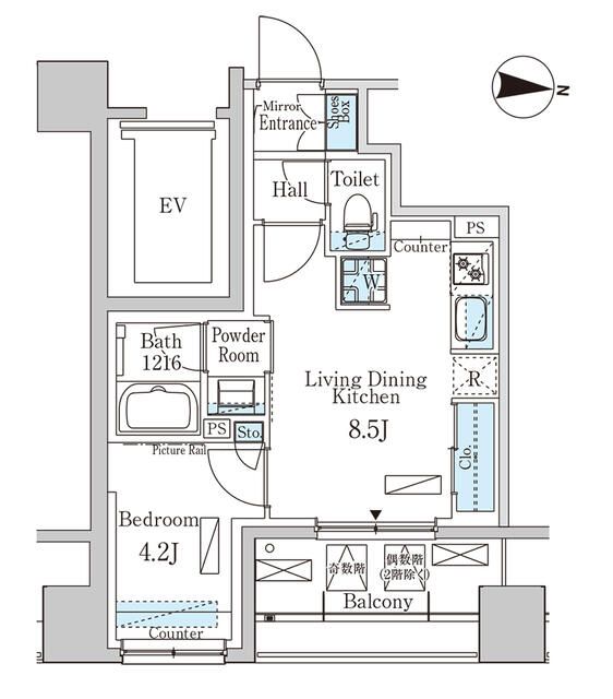 新宿区東榎町のマンションの間取り