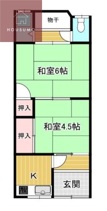 弓削町2丁目　平屋の間取り