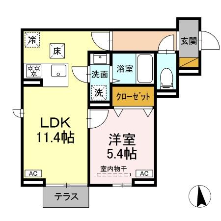 千葉市中央区汐見丘町のアパートの間取り