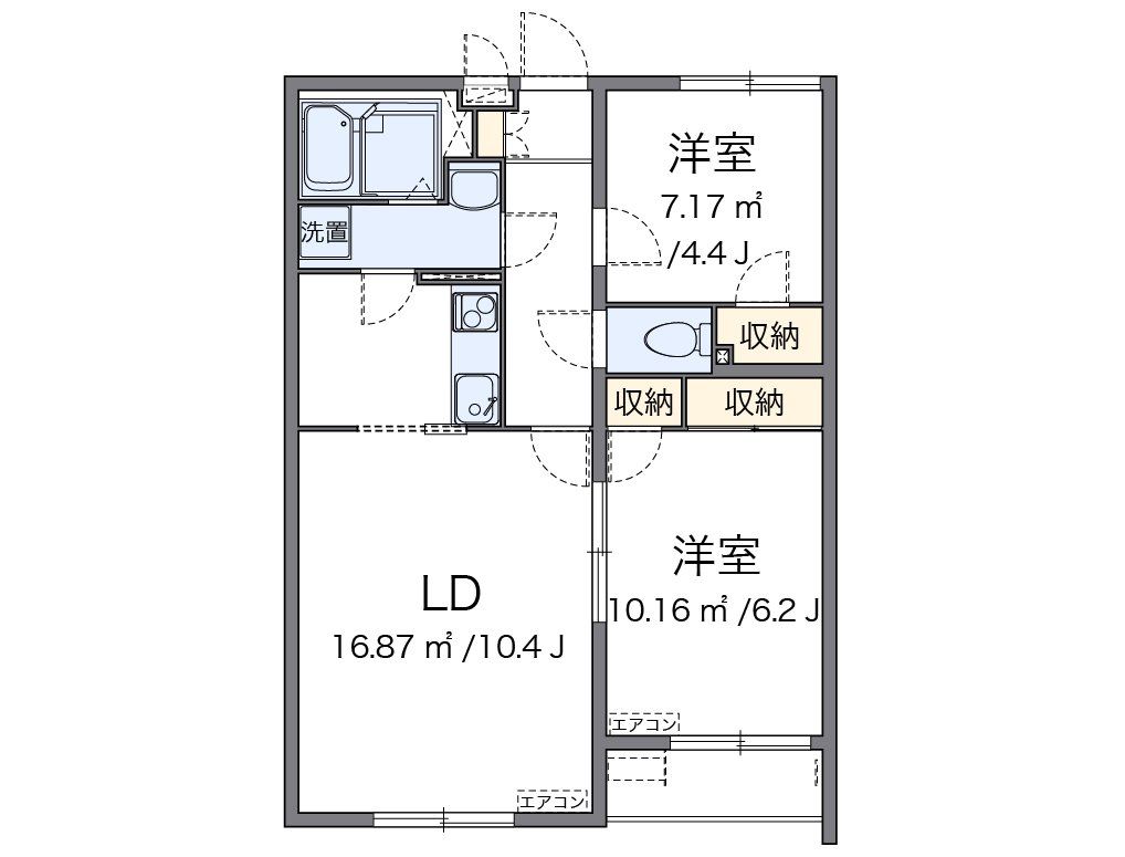 鴻巣市鎌塚のアパートの間取り