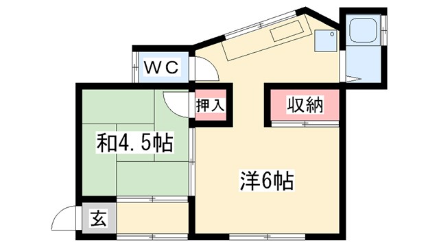 神戸市長田区西丸山町のアパートの間取り