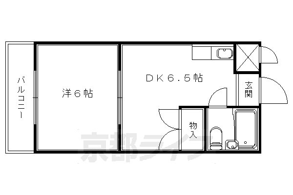 京都市伏見区竹田東小屋ノ内町のマンションの間取り