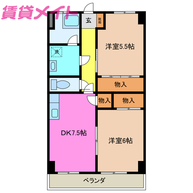 四日市市富田浜町のマンションの間取り