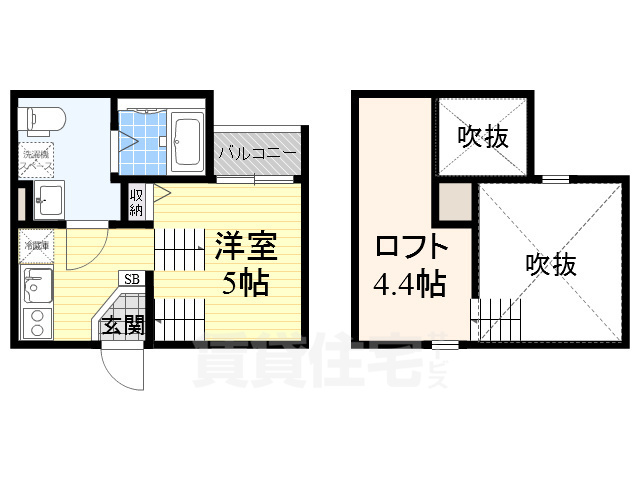 堺市西区浜寺諏訪森町西のアパートの間取り