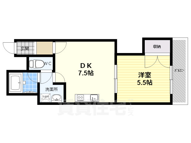 京都市右京区西院東淳和院町のマンションの間取り