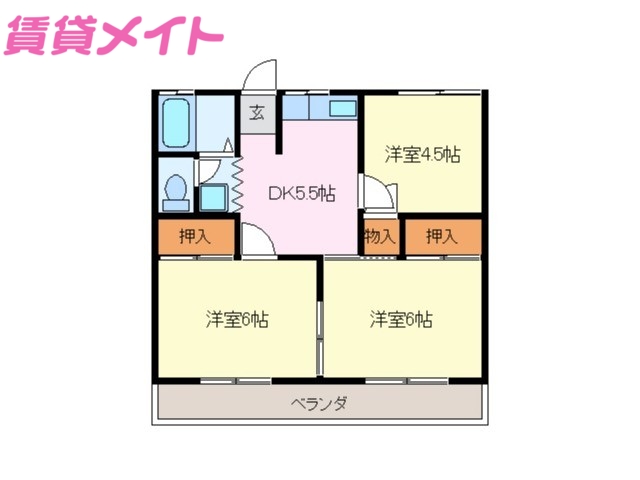 伊勢市辻久留のアパートの間取り