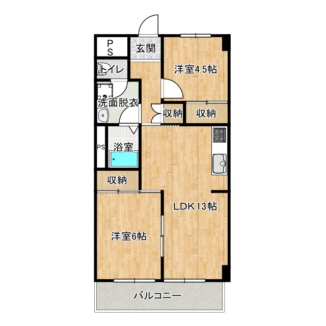 高知市百石町のマンションの間取り