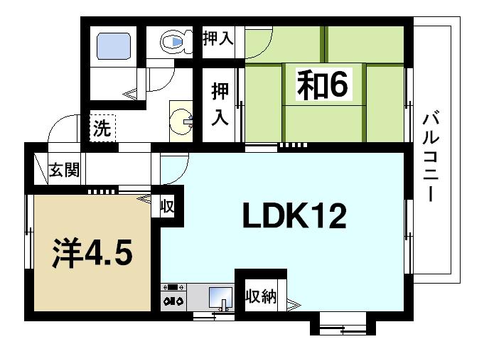 近鉄橿原線 西ノ京駅 徒歩11分 2階建 築38年の間取り写真