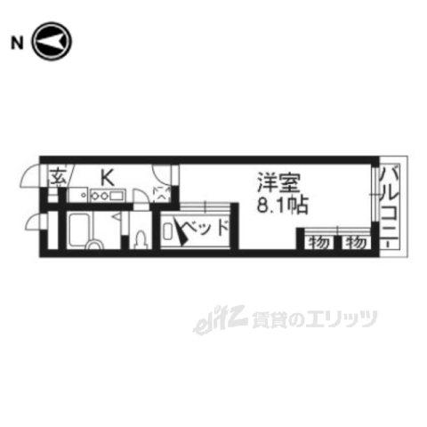 【八幡市八幡五反田のアパートの間取り】