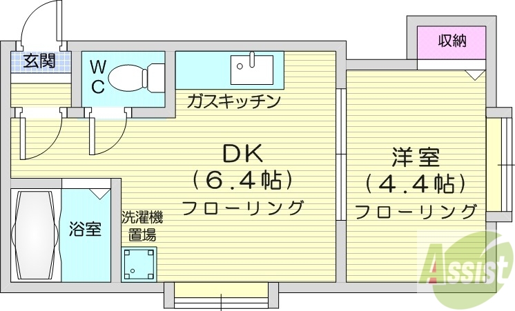 札幌市北区麻生町のアパートの間取り