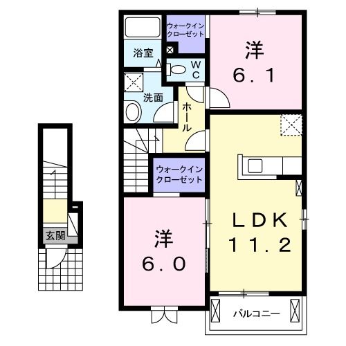 福島市飯坂町湯野のアパートの間取り