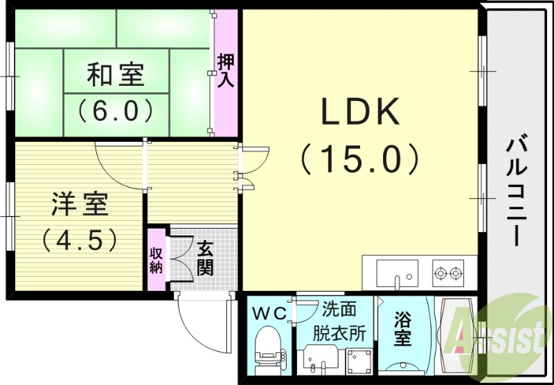 神戸市北区甲栄台のマンションの間取り