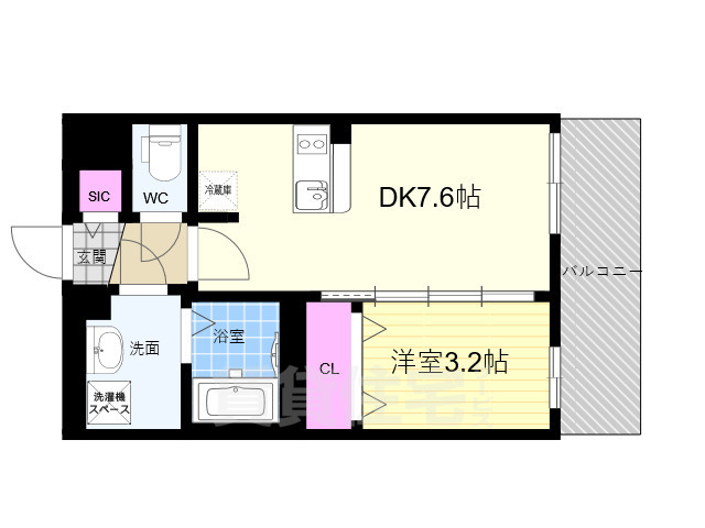 京都市南区東九条北河原町のマンションの間取り