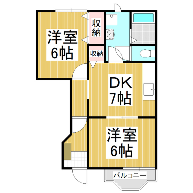 安曇野市三郷明盛のアパートの間取り