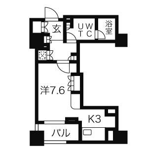 札幌市中央区大通西のマンションの間取り