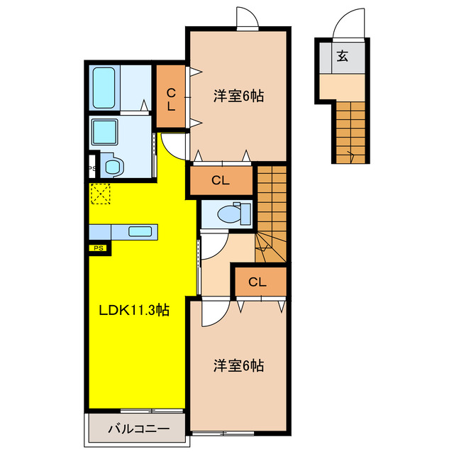 安八郡輪之内町四郷のアパートの間取り