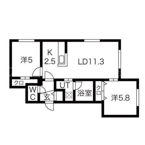 【札幌市豊平区月寒東一条のマンションの間取り】