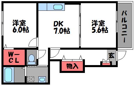 福岡市東区土井のアパートの間取り