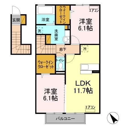 君津市陽光台のアパートの間取り