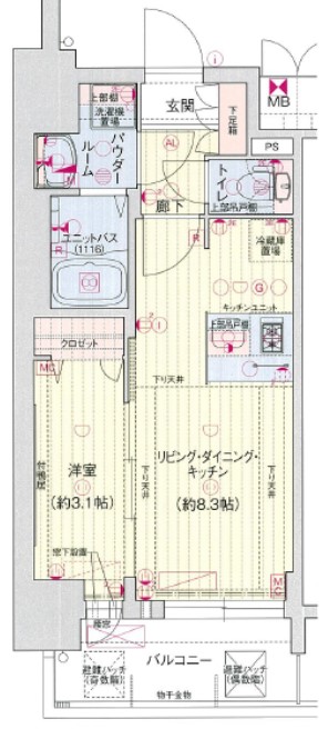 プレサンスＳＡＫＡＥフロントの間取り