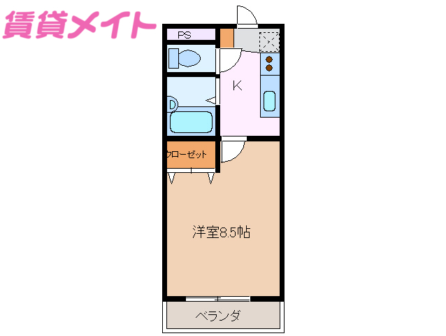 津市河芸町中別保のマンションの間取り