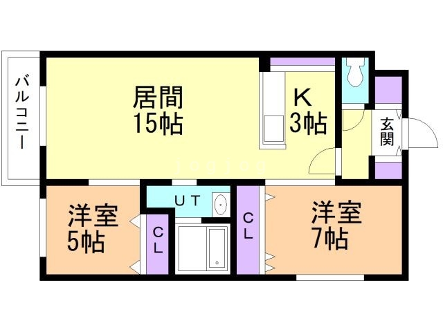 札幌市北区屯田五条のマンションの間取り