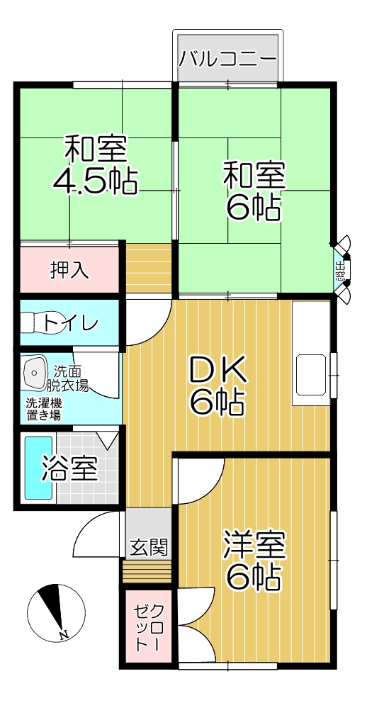 北九州市小倉南区徳吉東のアパートの間取り