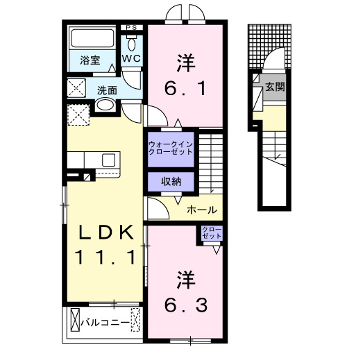 橋本市高野口町向島のアパートの間取り