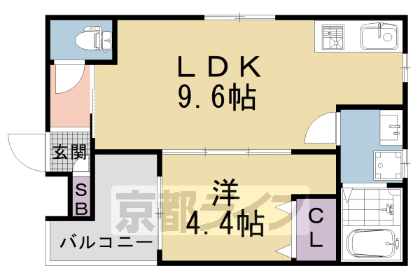 向日市鶏冠井町のアパートの間取り