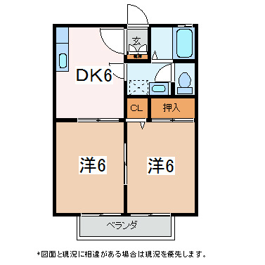 松本市大字島内のアパートの間取り