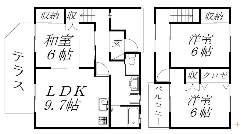 遠州鉄道 曳馬駅 徒歩11分 2階建 築23年の間取り写真