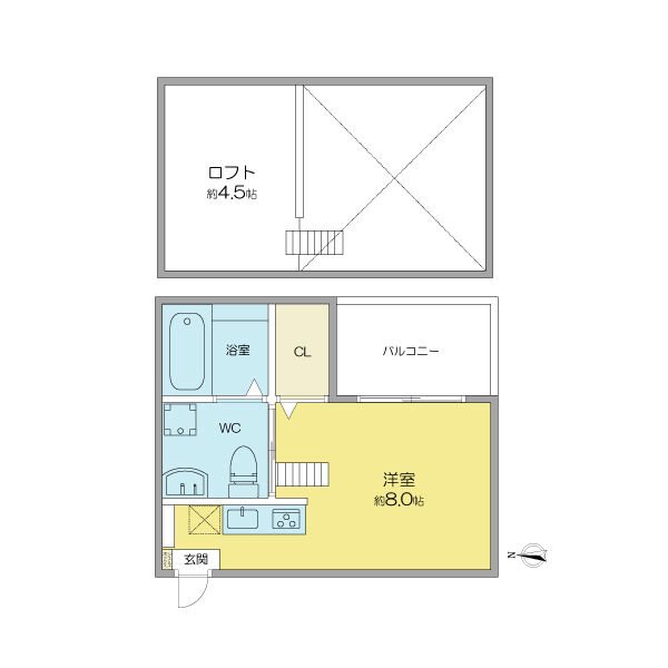 地下鉄名港線 六番町駅 徒歩5分 2階建 築14年の間取り写真