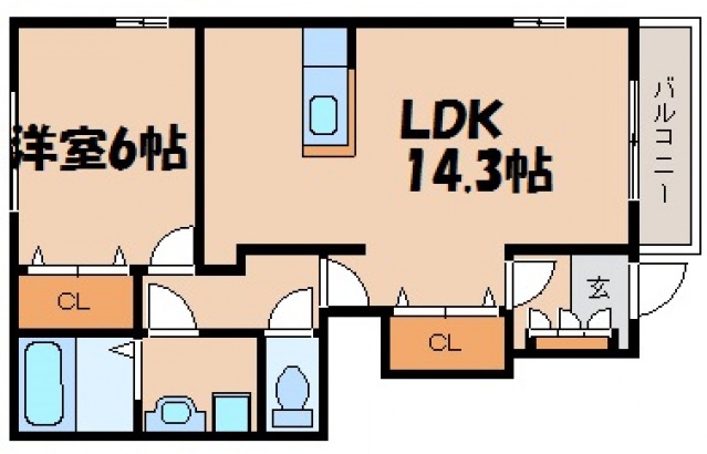 安芸郡熊野町出来庭のアパートの間取り