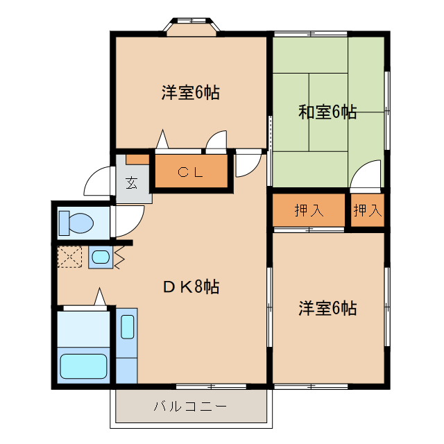 岩国市門前町のアパートの間取り