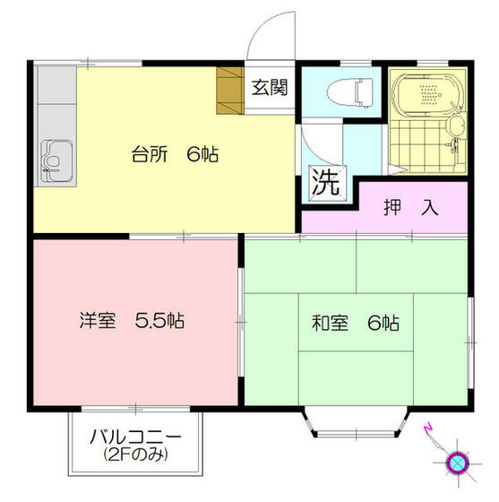 横浜市青葉区柿の木台のアパートの間取り