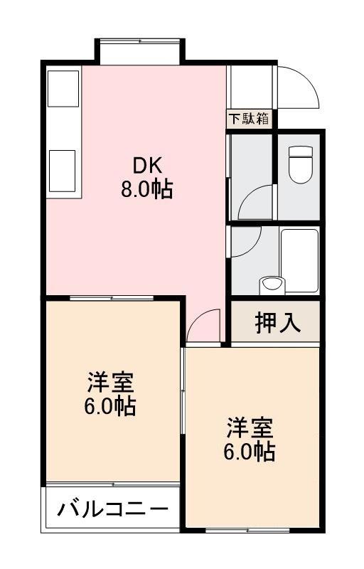 高松市牟礼町牟礼のアパートの間取り