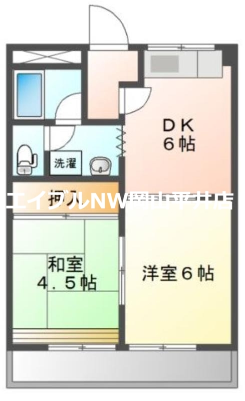 岡山市中区長岡のマンションの間取り