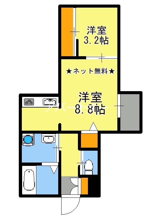 鹿児島市紫原のアパートの間取り