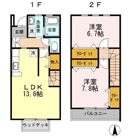 東広島市八本松東のアパートの間取り