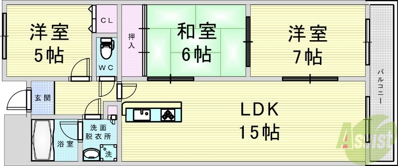 【ラミュール北春日丘の間取り】