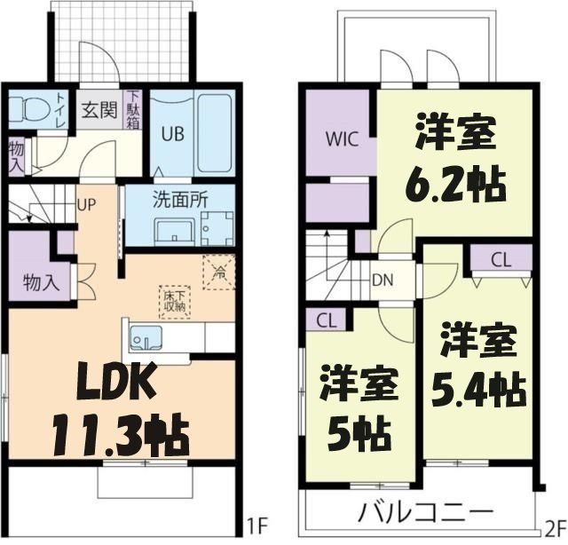 佐野市山越町のアパートの間取り