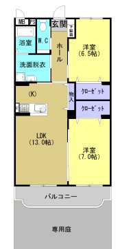 三井郡大刀洗町大字高樋のマンションの間取り