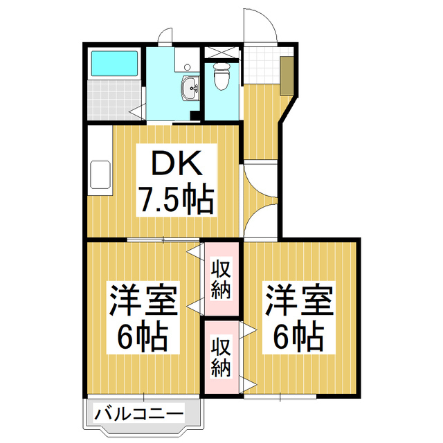 安曇野市三郷明盛のアパートの間取り