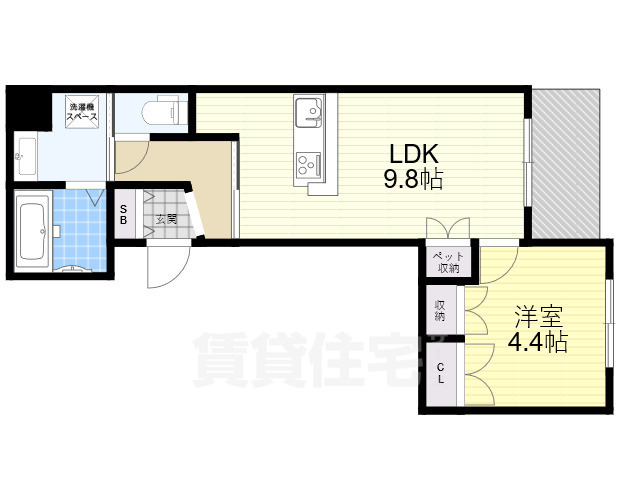 西宮市津門稲荷町のアパートの間取り