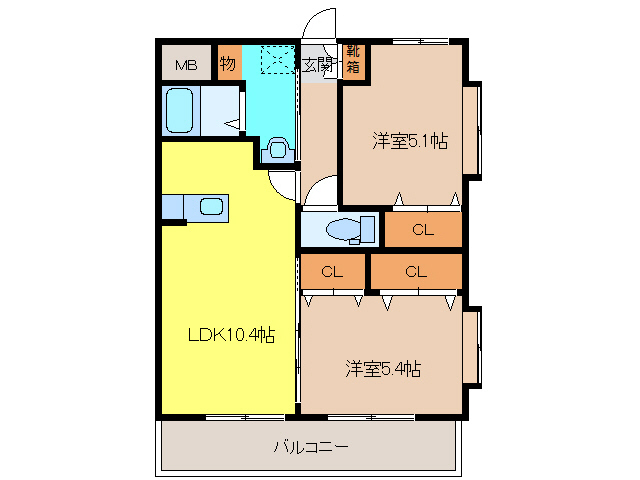 宮崎市稗原町のマンションの間取り