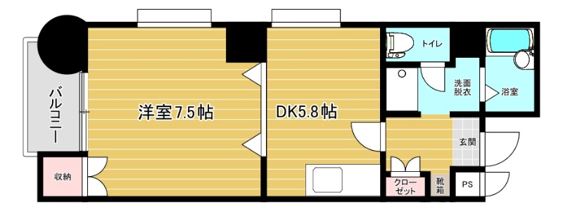 北九州市小倉南区北方のマンションの間取り